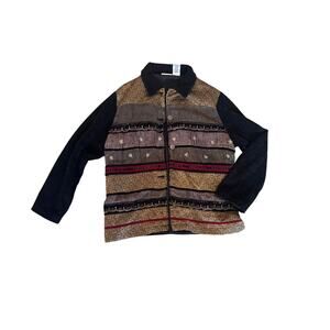 Vintage 70s White Stag Color Block Button Up Jacket with Collar - Size L